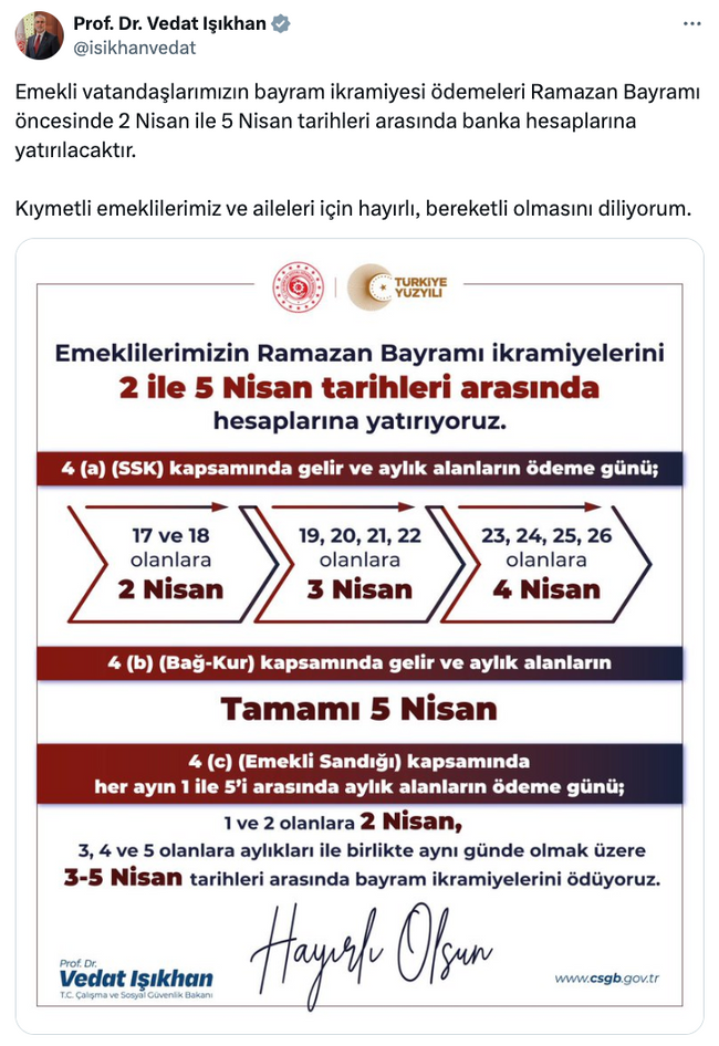 Bayram ikramiyesinde tarih belli oldu! Bakan Işıkhan duyurdu… - Resim : 1