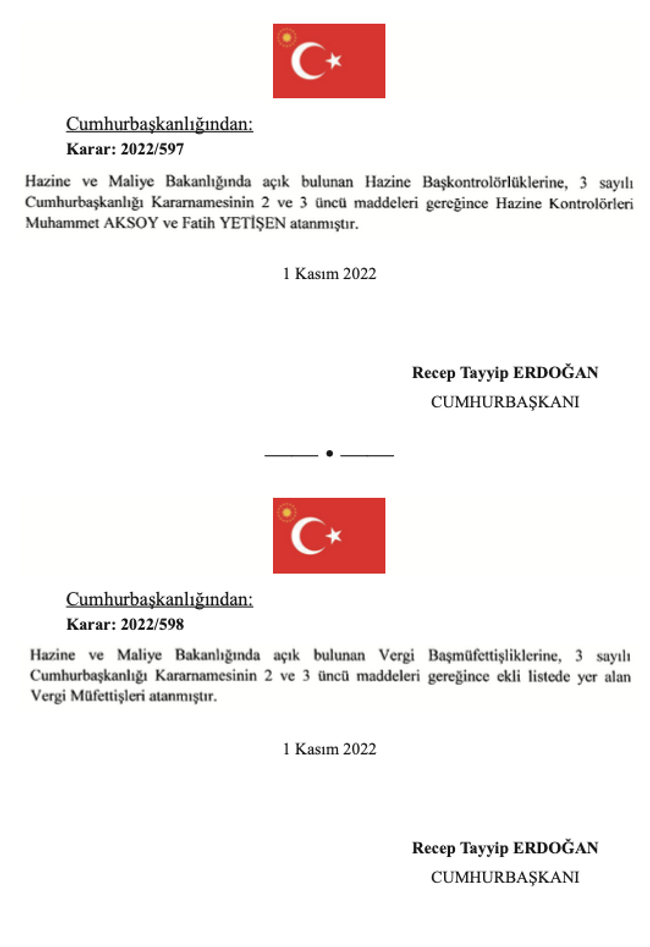 Cumhurbaşkanı Erdoğan’dan yeni atama kararları! Resmi Gazete’de yayımlandı… - Resim : 1