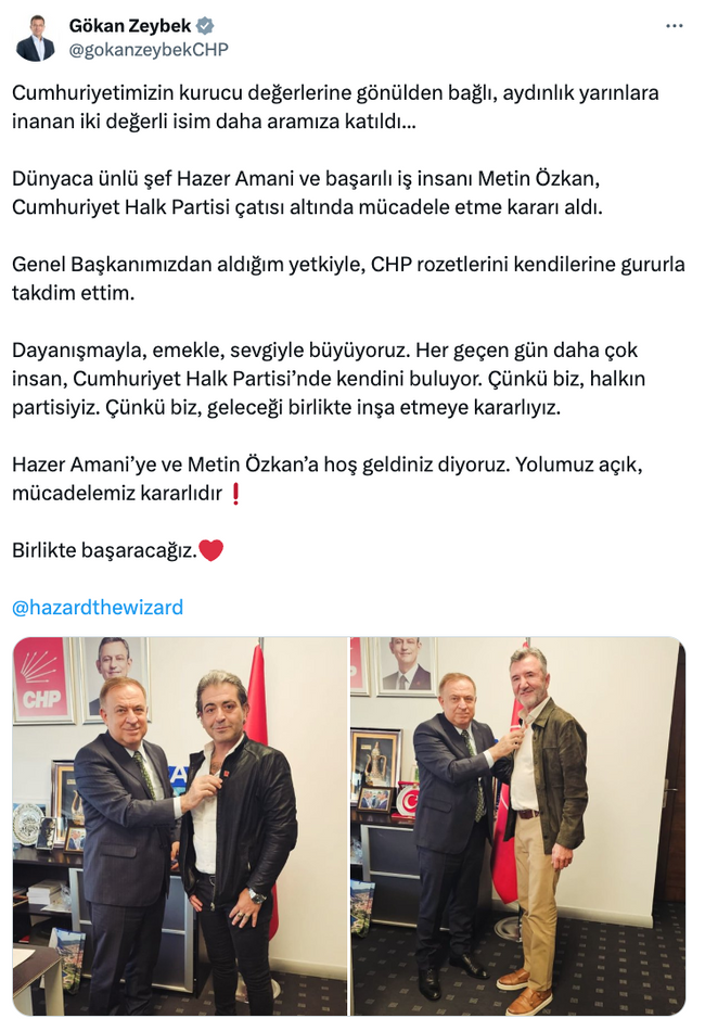 Ünlü şef Hazer Amani CHP'ye katıldı! Rozeti Genel Başkan Yardımcısı taktı… - Resim : 2