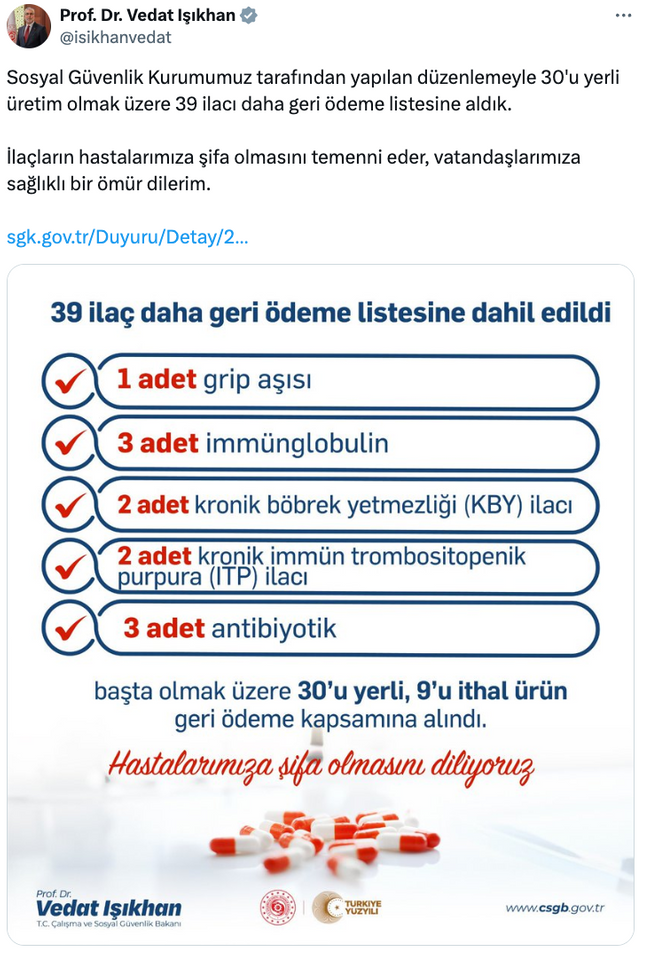 39 ilaç daha geri ödeme listesine alındı! 30’u yerli üretim… - Resim : 1