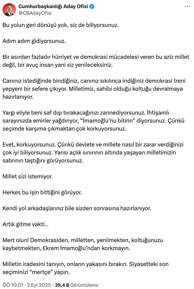 Ekrem İmamoğlu'ndan 'mertçe yapın' çıkışı! 'Kendi yol arkadaşlarınız bile...' - Resim : 1