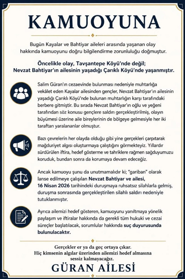 Bahtiyar'ın oğlu ve yeğeni vurulmuştu! Narin Güran'ın ailesinden açıklama geldi - Resim : 1