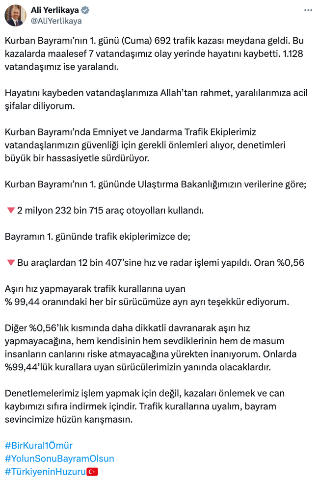 Bayramın 1. gününün acı tablosu belli oldu! 692 trafik kazası meydana geldi… - Resim : 1