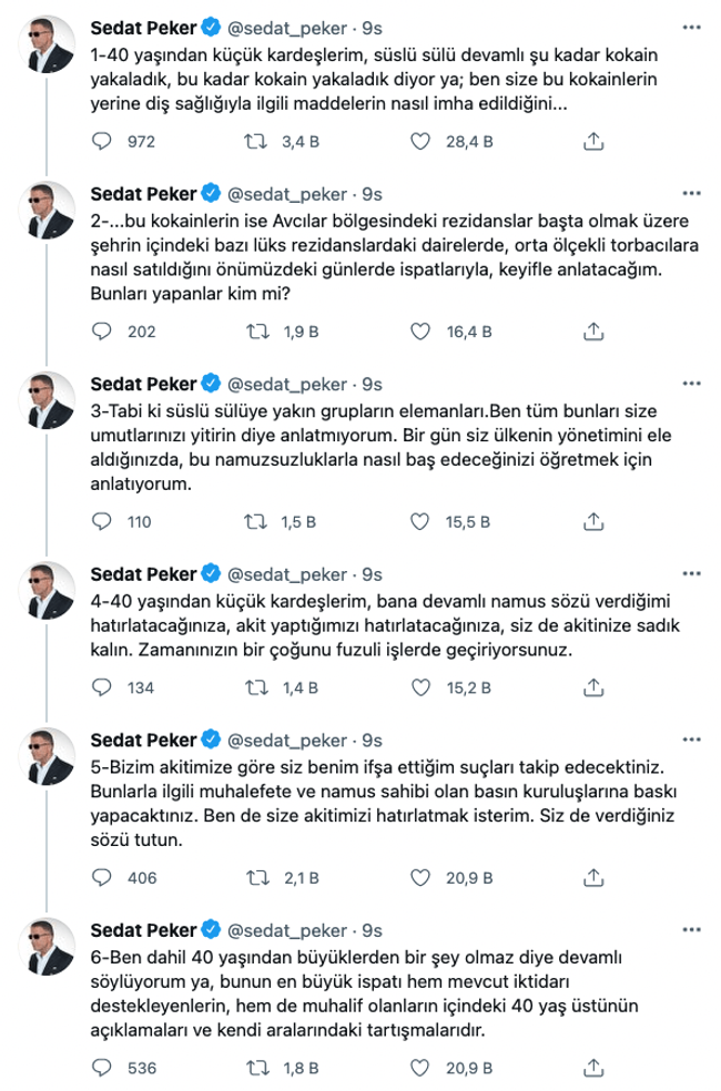 Sedat Peker’den yeni kokain iddiası! ‘İspatlarıyla anlatacağım…’ - Resim : 1