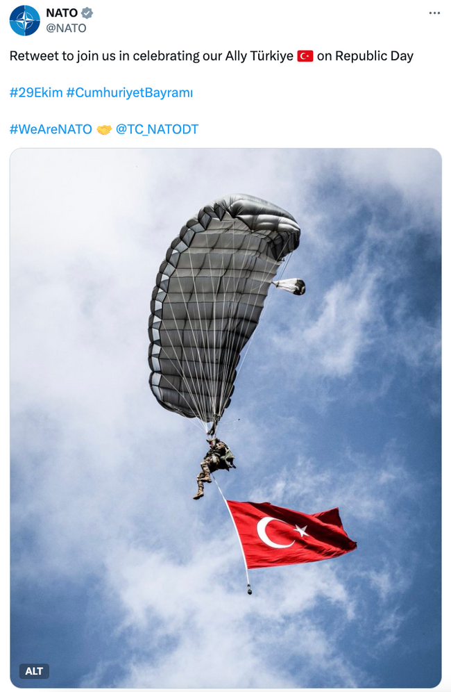 NATO, Türkiye'nin Cumhuriyet Bayramı'nı kutladı! - Resim : 1