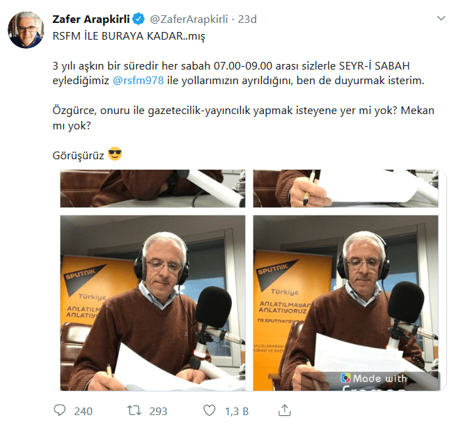 Sputnik’te deprem sürüyor; Zafer Arapkirli ile de yollar ayrıldı - Resim : 1