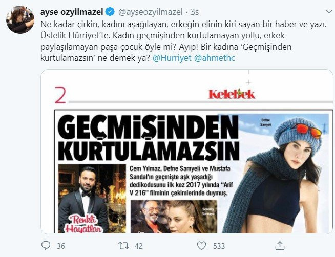 Ayşe Özyılmazel'i çileden çıkaran yazı! "Kadın yollu, erkek paşa mı?" - Resim : 2