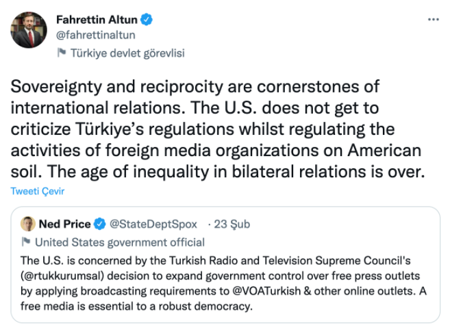İletişim Başkanı Altun'dan ABD'ye RTÜK yanıtı: ABD, Türkiye'nin düzenlemelerini eleştiremez - Resim : 1