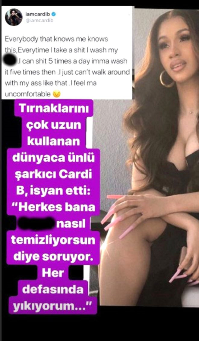 "Her seferinde yıkıyorum" demişti! Cardi B, taharet temizliği için asistan tutmuş - Resim : 1