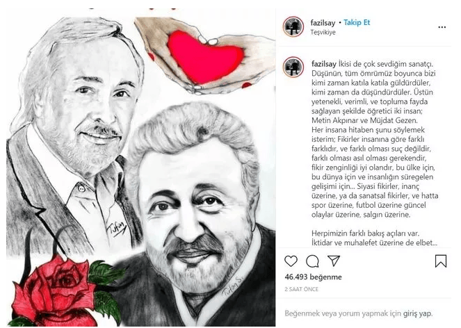 Fazıl Say'dan Müjdat Gezen ve Metin Akpınar paylaşımı! 'Dost taraf olur' dedi ve ekledi... - Resim : 1