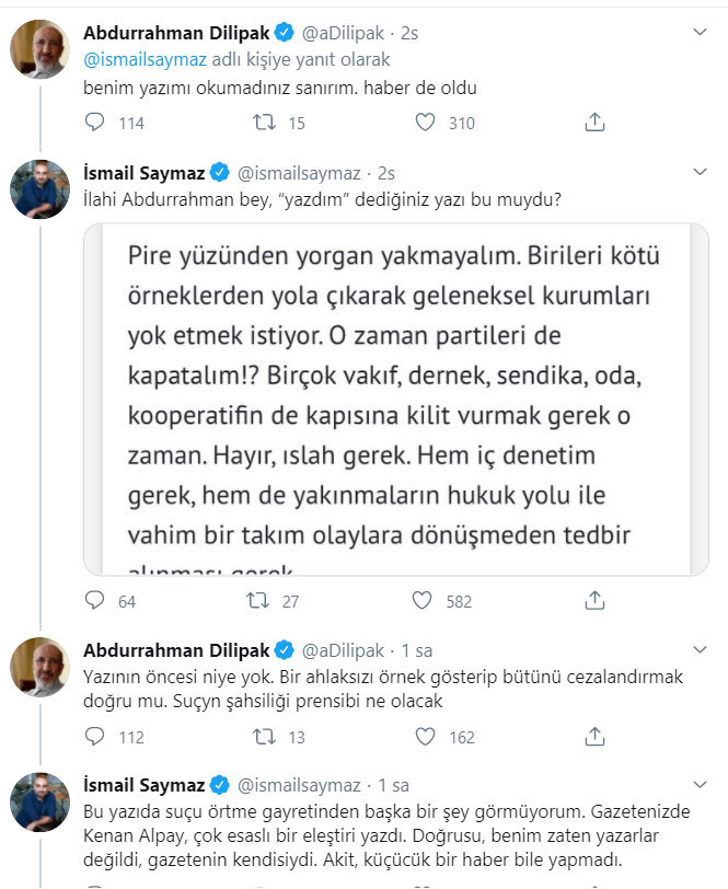 İsmail Saymaz ile Dilipak Twitter'da atıştı: 'Suçu örtme gayreti' - Resim : 2