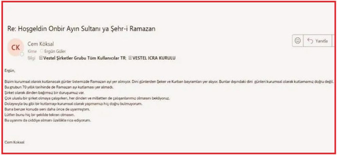 Zorlu'da CEO'lar arasında Ramazan tebriği krizi: Buna benzer konuda seni daha önce de uyarmıştım - Resim : 2