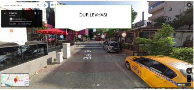 Bilirkişi raporunda bahsedilen "DUR" levhası