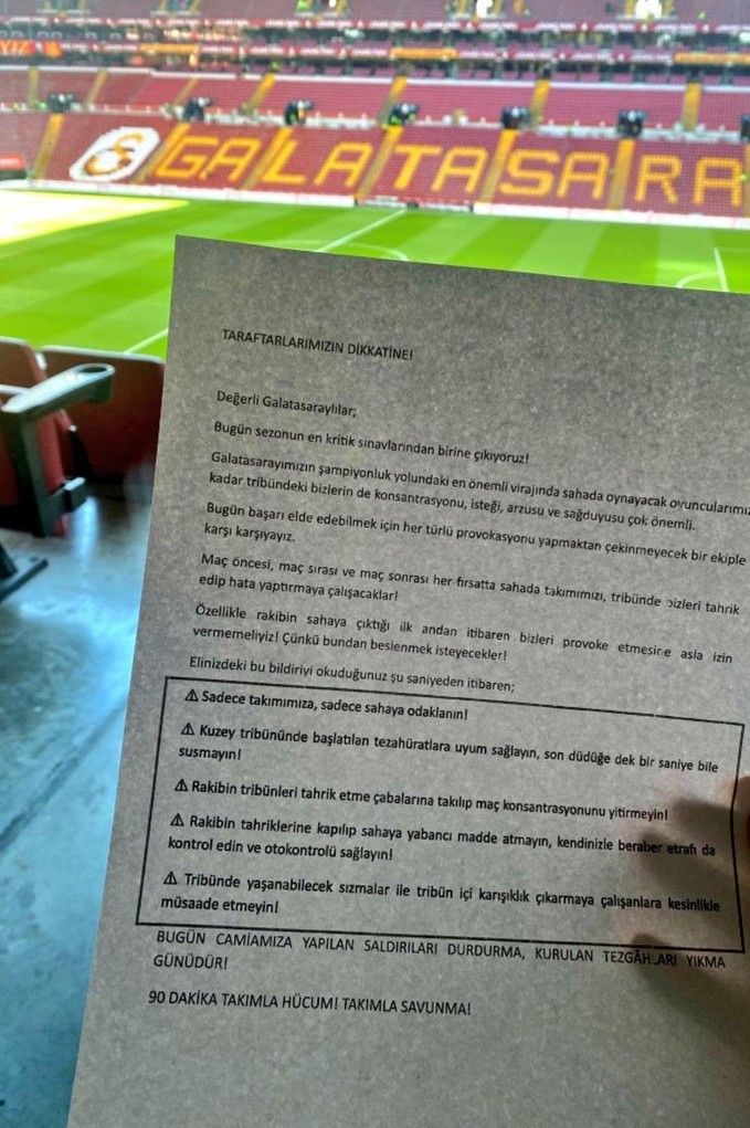 Derbi öncesi Galatasaraylıları şaşırtan not! Yönetimden mesaj var! - Resim : 1
