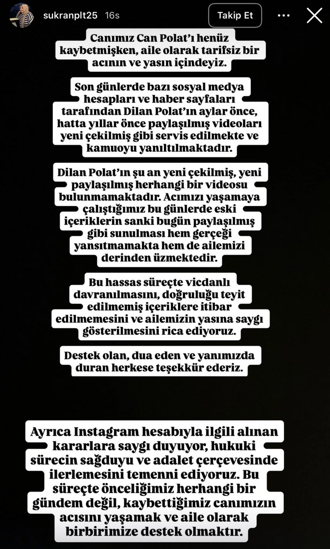Polat Ailesinden Can Polat cinayeti sonrası açıklama: “Yasımıza saygı gösterilsin” - Resim : 1