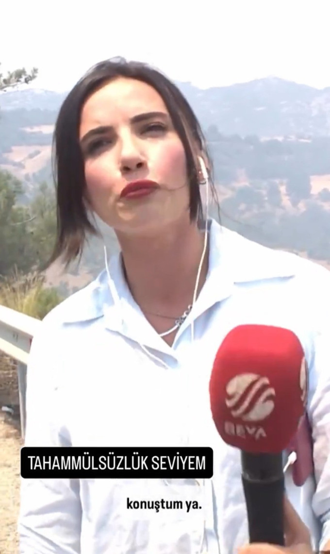 Beyaz TV muhabiri, yangın bölgesinde kameramanı azarladı - Resim : 1