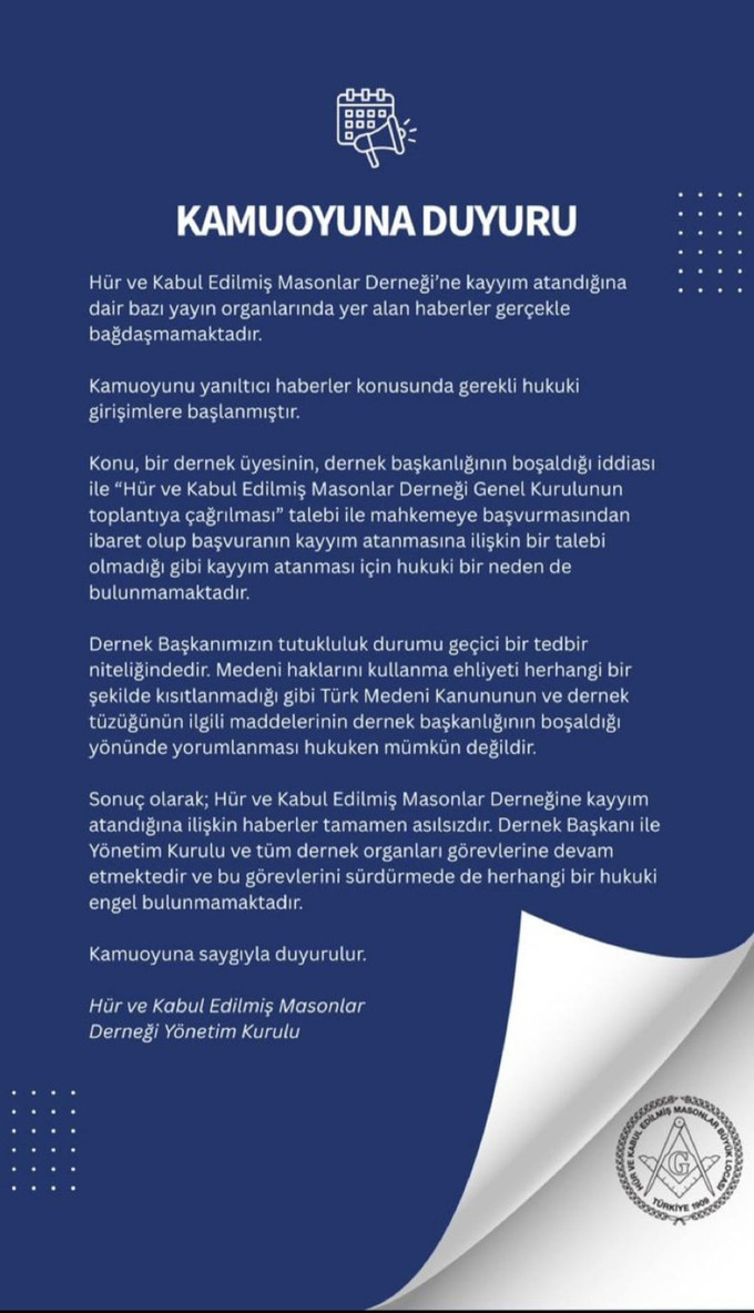 Masonlar Derneği'nden 'kayyum' açıklaması… Yalnızca bir başvurudan ibaretmiş - Resim : 2