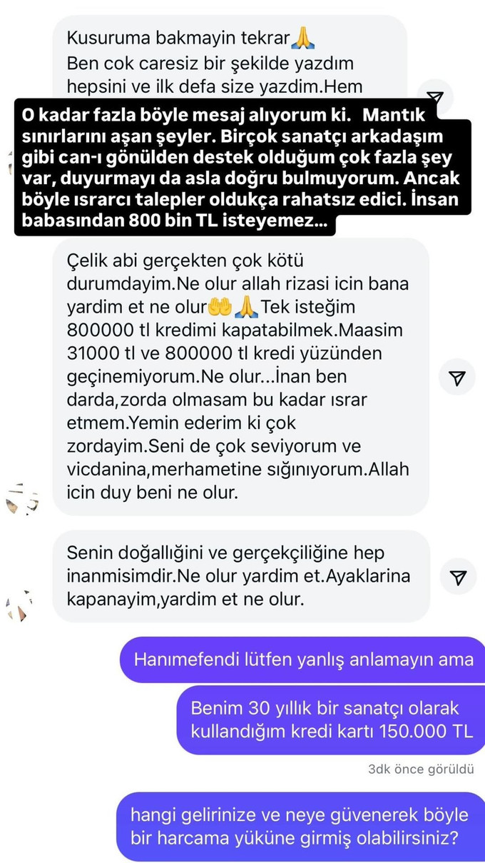 “800 bin TL borcumu kapat” mesajı alan Çelik isyan etti - Resim : 1