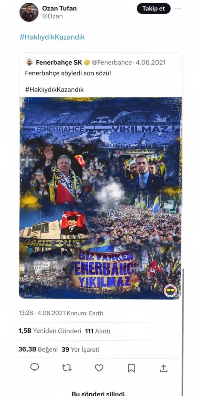 Ozan Tufan'dan 3 Temmuz hamlesi: Tüm paylaşımları kaldırdı - Resim : 1