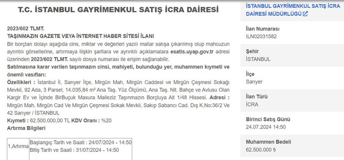 Sabancı Ailesinin simgesi… Sahibinden olmadı, icradan satılıyor.. - Resim : 5