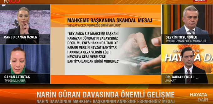 Narin Güran davasında Mahkeme Başkanı'na tehdit! Annesine mesaj gelmiş - Resim : 1