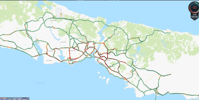 İstanbul'da trafik kilit: Harita kıpkırmızıya boyandı! - Resim : 1