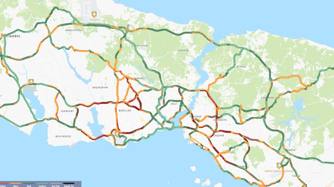 Kar yağdı, İstanbul'da trafik yüzde 80'e çıktı - Resim : 1