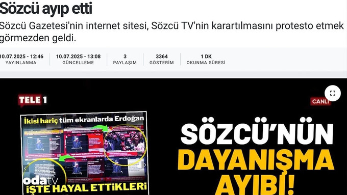 TELE1’den Sözcü’ye “ayıp ettin” tepkisi - Resim : 1