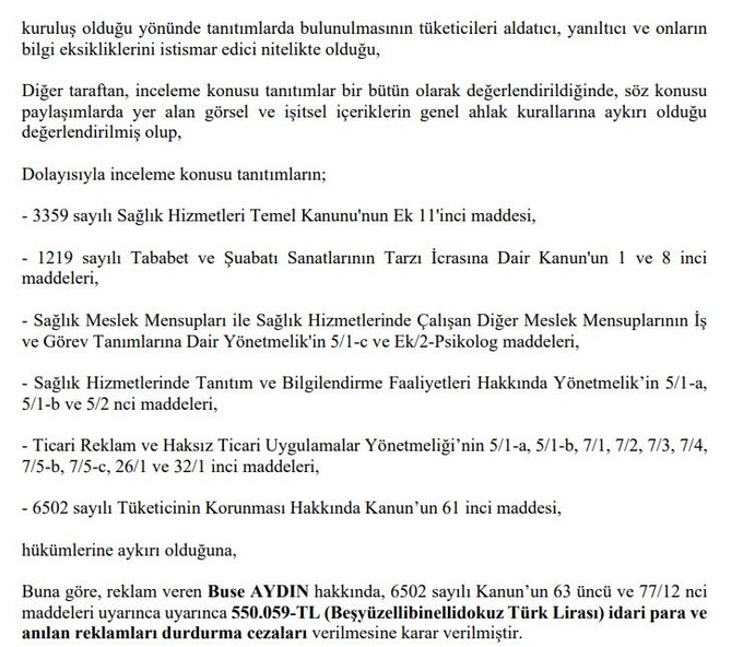 Psikolog Buse Aydın'a yarım milyondan fazla ceza - Resim : 2