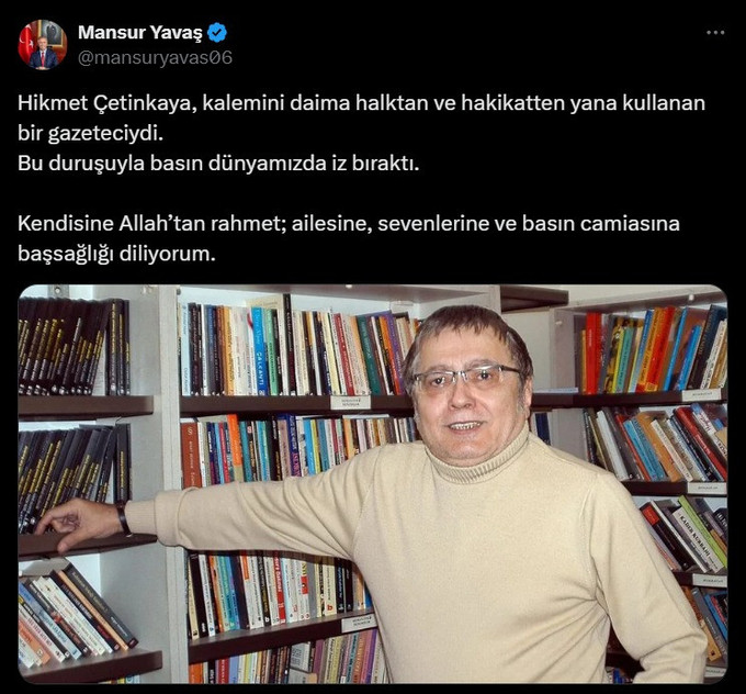 Mansur Yavaş’tan Hikmet Çetinkaya için taziye mesajı - Resim : 1