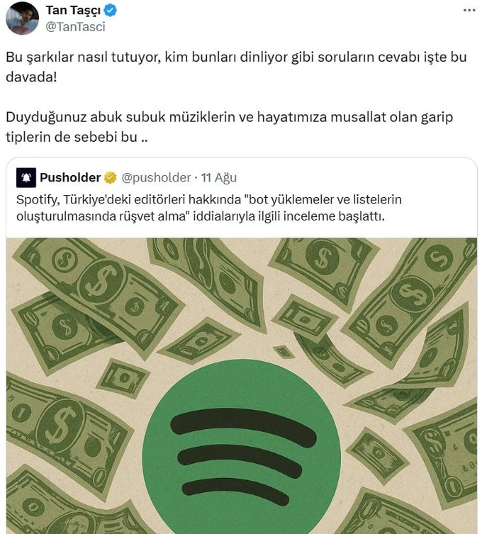 Tan Taşçı’dan Spotify iddialarına sert tepki - Resim : 1