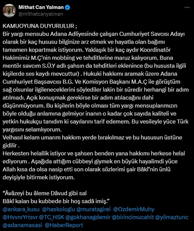 İntihar notu paylaşan savcı adayı ölü bulundu! - Resim : 1