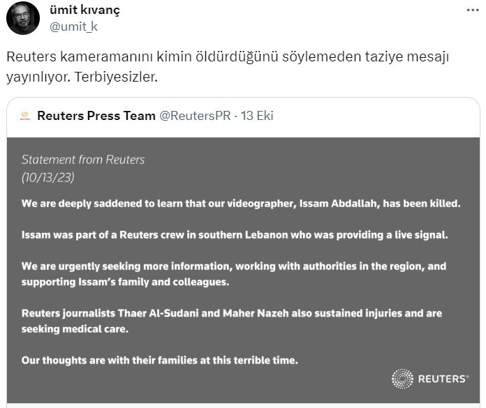 Ümit Kıvanç'tan Reuters'e 'İsrail' tepkisi! "Terbiyesizler" - Resim : 1