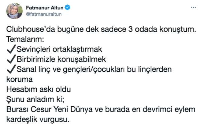 Fatmanur Altun'un Clubhouse hesabı askıya alındı - Resim : 1