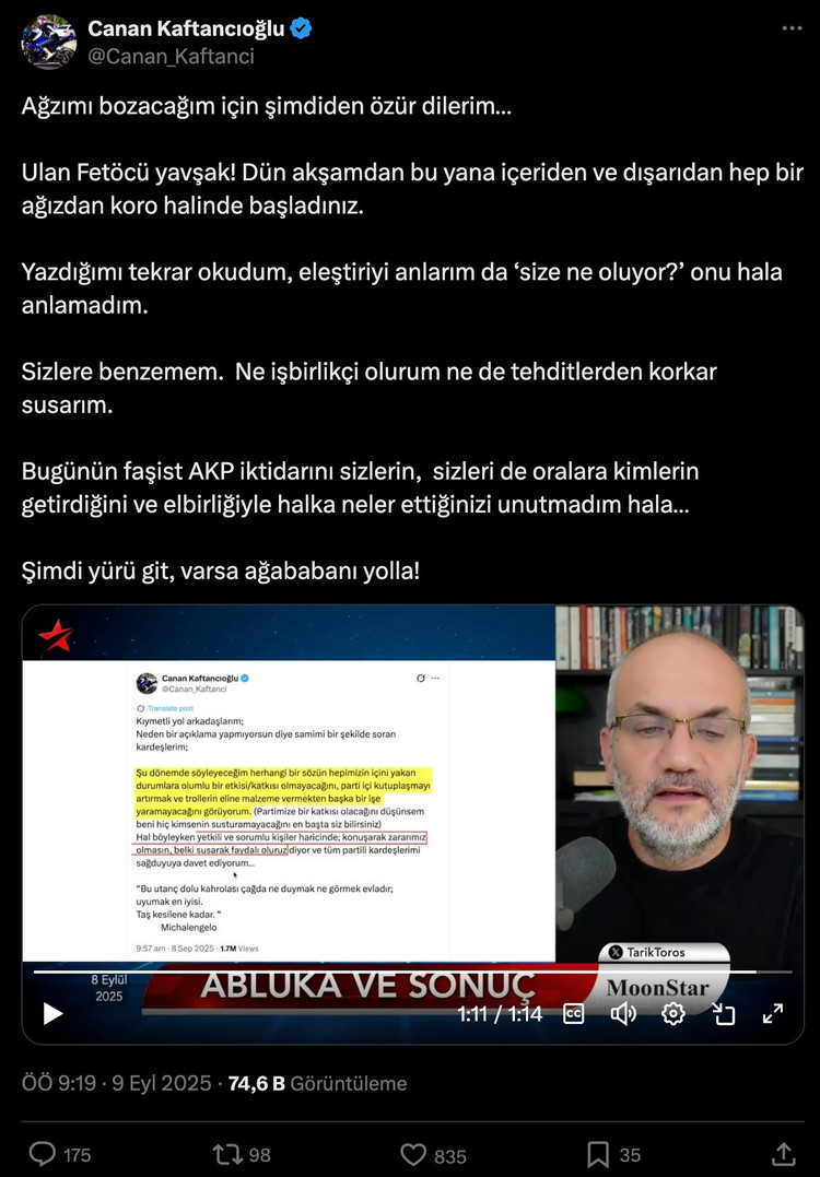 Canan Kaftancıoğlu’ndan Tarık Toros’a sert yanıt: "Ulan Fetöcü yavşak..." - Resim : 1