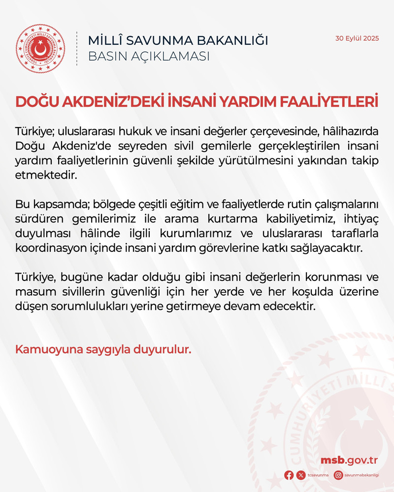 MSB'den Sumud Filosu'na ilişkin açıklama - Resim : 1