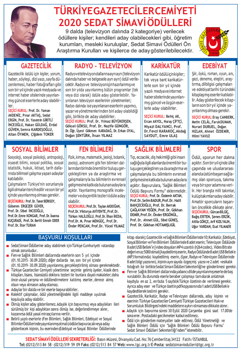 TGC Sedat Simavi Ödülleri’ne başvurular başladı: 30 Eylül’e kadar devam edecek - Resim : 1