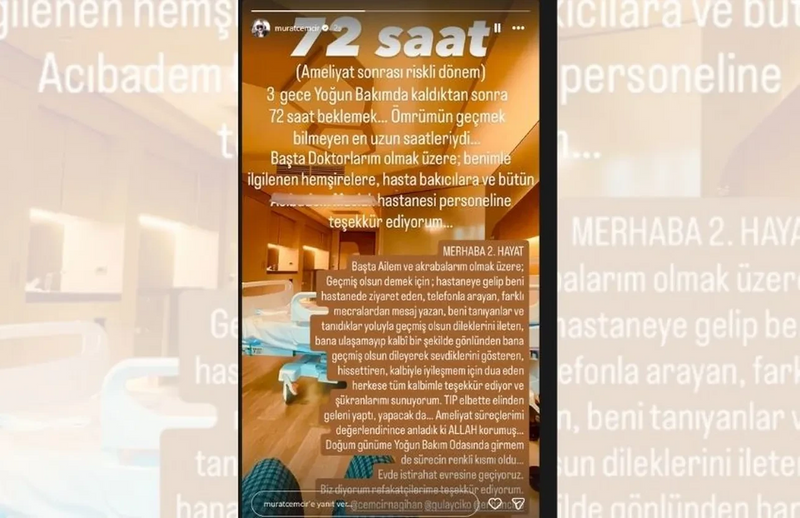 Ölümden dönen Murat Cemcir'den ilk açıklama: Merhaba 2. hayat - Resim : 1