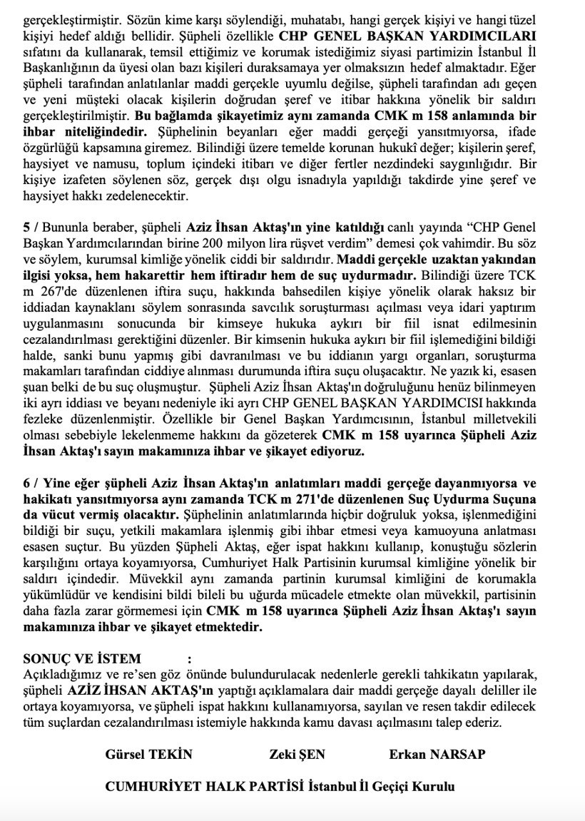 G&uuml;rsel Tekin&rsquo;den Aziz İhsan Aktaş&rsquo;a su&ccedil; duyurusu - Resim : 2