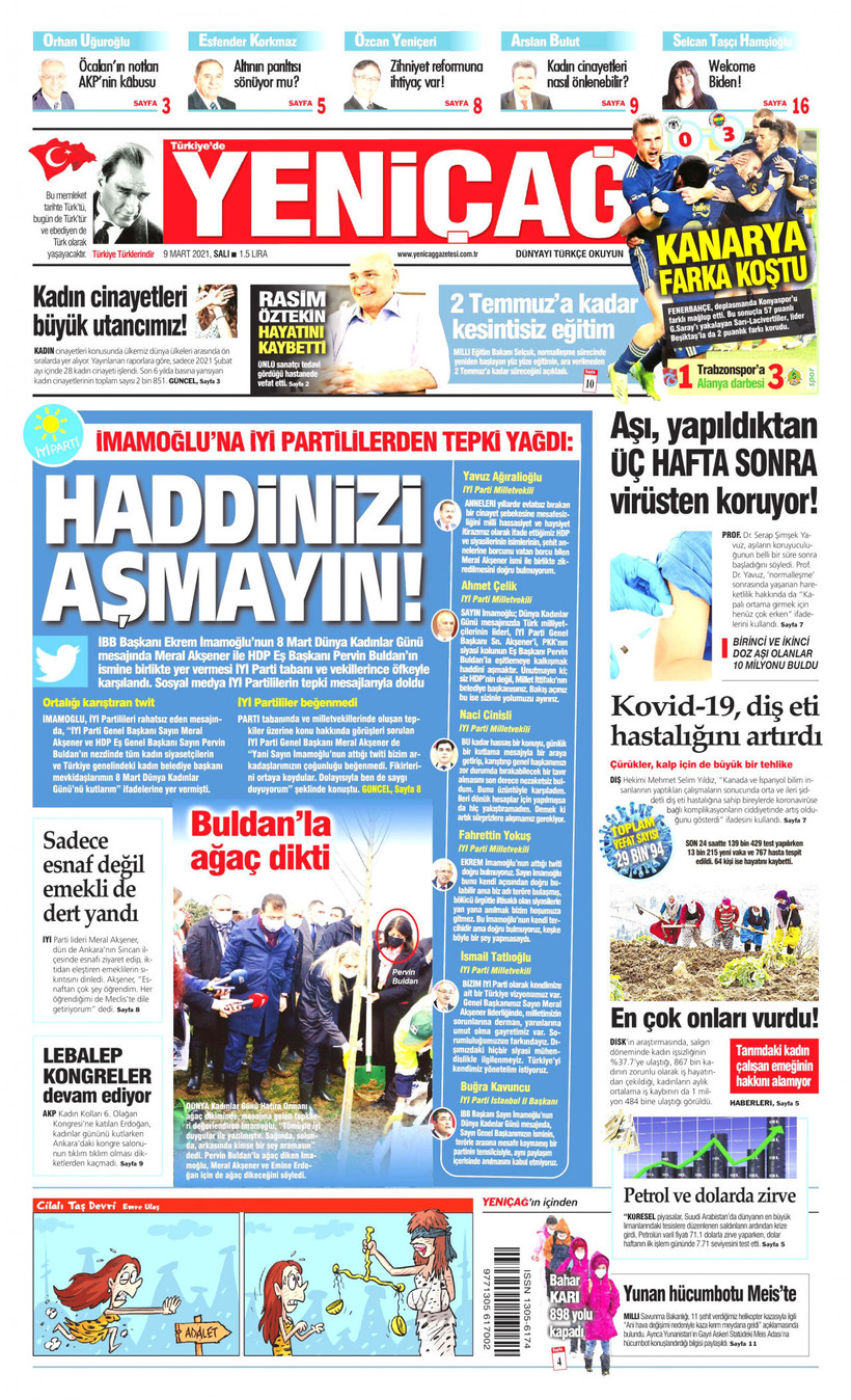 Yeniçağ, Ekrem İmamoğlu'nu manşetten uyardı: Haddinizi aşmayın! - Resim : 1