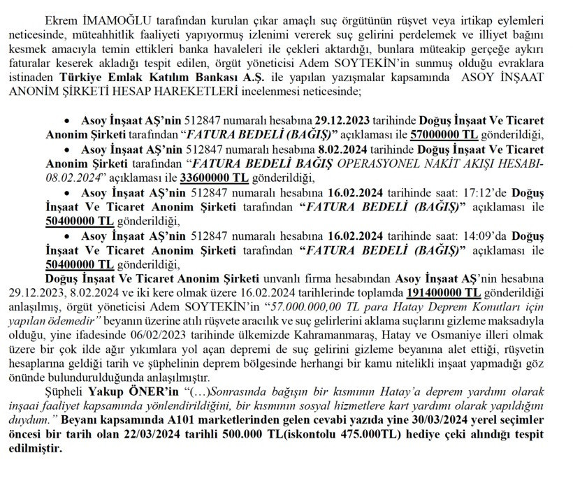 İmamoğlu iddianamesinde “Reina” detayı: Doğuş Grubu’na rüşvet suçlaması - Resim : 1