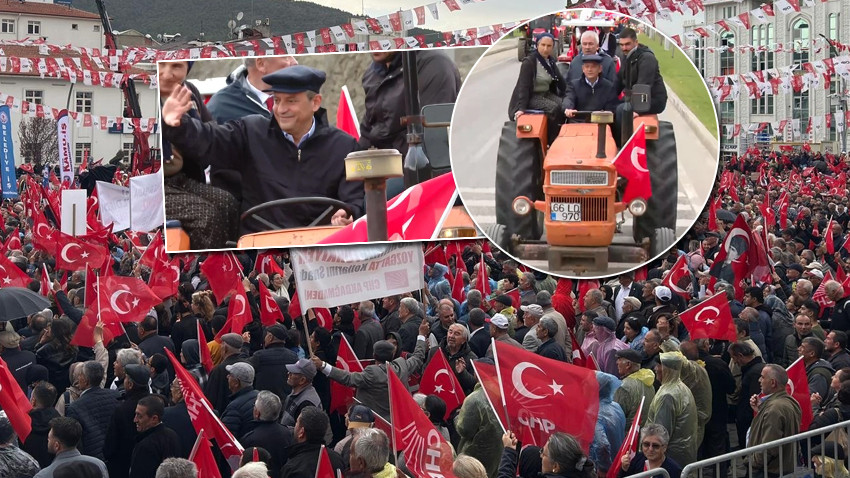 Özgür Özel kasketi taktı, traktöre bindi!