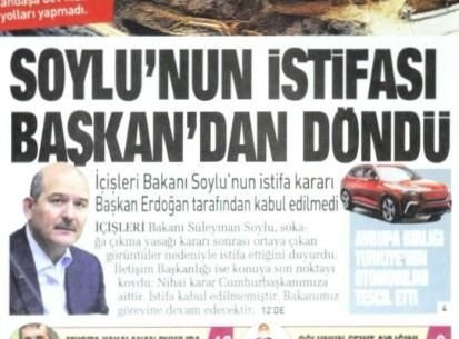 Süleyman Soylu’nun kabul edilmeyen istifa haberini gazeteler nasıl gördü? - Sayfa 8