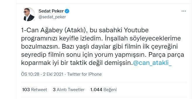 Sedat Peker'den Can Ataklı paylaşımı! 'Filmin sonunda mahcup olacaksın' - Sayfa 5