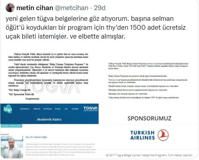 Yeni TÜGVA belgeleri ortaya çıktı: Selman Öğüt'ün projesi için THY'den bin 500 bedava bilet - Sayfa 3