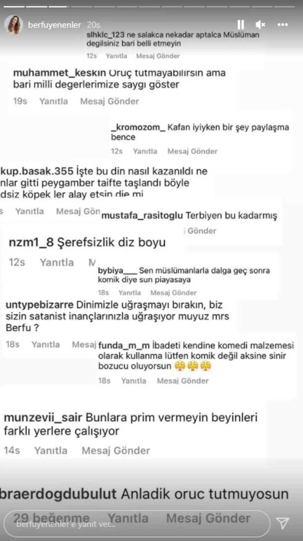 Berfu Yenenler'den 'Ramazan' paylaşımına gelen eleştirilere yanıt: "Sabrımı zorluyor artık..." - Sayfa 10