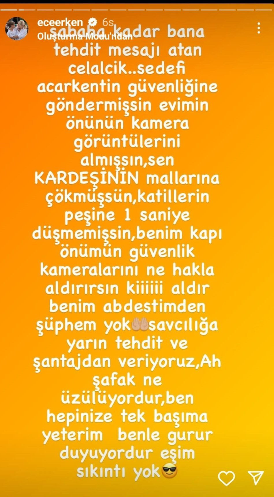 Ece Erken o isim tarafından tehdit edildiğini açıkladı! Aldığı mesajları tek tek ifşa etti… - Sayfa 21