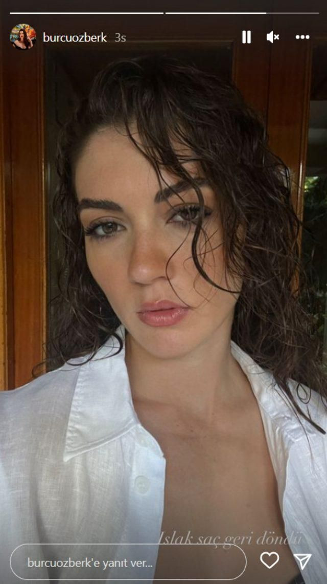 Burcu Özberk gömleğinin düğmelerini açarak paylaştı! "Islak saç geri döndü" - Sayfa 7