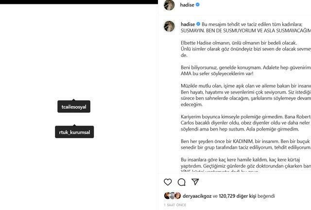 Hadise'den şok eden 'taciz ve tehdit' açıklaması! RTÜK ve Aile Bakanlığı'nı da etiketledi - Sayfa 6