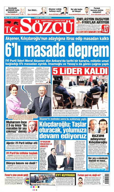 Gazeteler, Akşener'in ağır suçlamalar yönelttiği Altılı Masa'dan kalkmasını nasıl gördü? - Sayfa 4